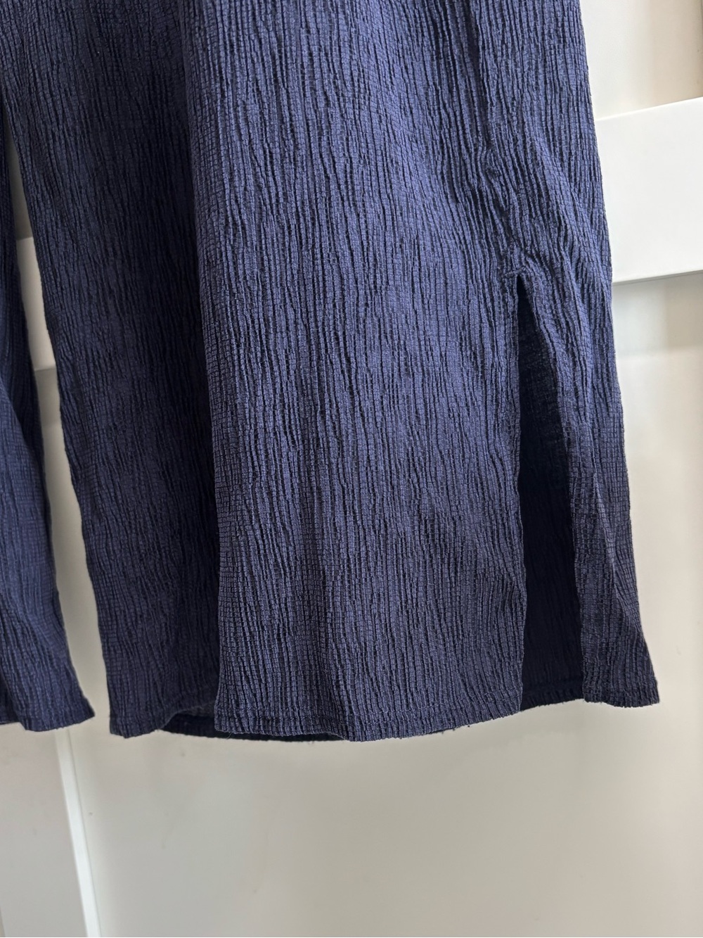 Eileen Fisher Woven Plissé Wide-Leg Pant small petite blue pull on trouser - Picture 6 of 8